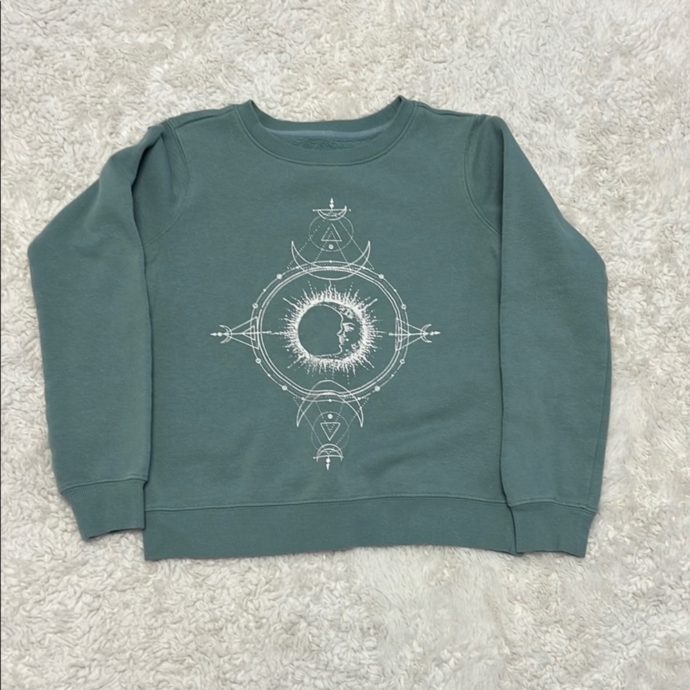 Kids Green Sweatshirt with Graphic Design